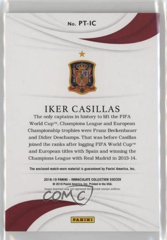 2018-19 Panini Immaculate Patch Trios 47/50 Iker Casillas #PT-IC - Image 2 of 3