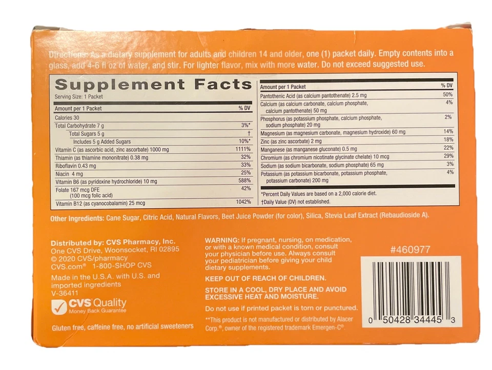 Paquetes de bebidas de vitamina C de apoyo inmunológico CVS Health, frambuesa, 36 ct 27/02 Foto 3 de 4