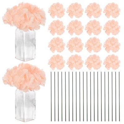 20-Pack Silk Hydrangea Flowers for Home Decor [Nude Pink]