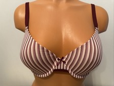 NWT Auden Comfort Wire Lightly Lined Demi Coverage Bra Berry Stripe Size 36DD