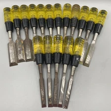 Vintage Buck Bros. Wood Chisel set Lot of 17 Wood Work 1/2" 3/4" 1" Made in USA