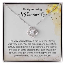 Love Knot Necklace Gift for Boyfriend's Mom with Heartfelt Card & Gift Box