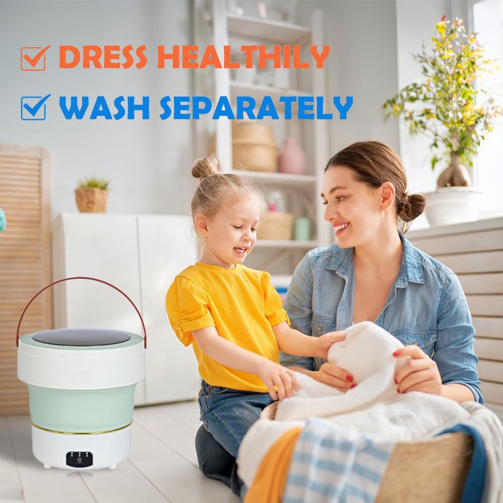 9Litre Portable Mini Washing Foldable Machine for Round Body Baby Clothes Pet