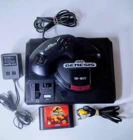 Sega Genesis Model 1 Video Game Console 1601 & Jurasic Park game Tested & Works!