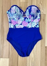 American Eagle Floral Blue Women  s One Piece Swimsuit bra support size L