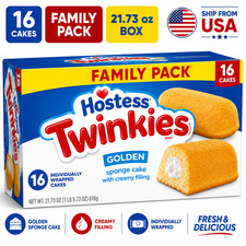 Hostess Twinkies Snack Cakes, Golden Sponge Cake with Cr me Filling,21.73 oz Box