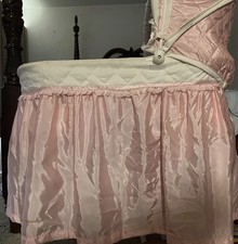 Pink Oval Bassinet for Girls with Adjustable Canopy and Skirt