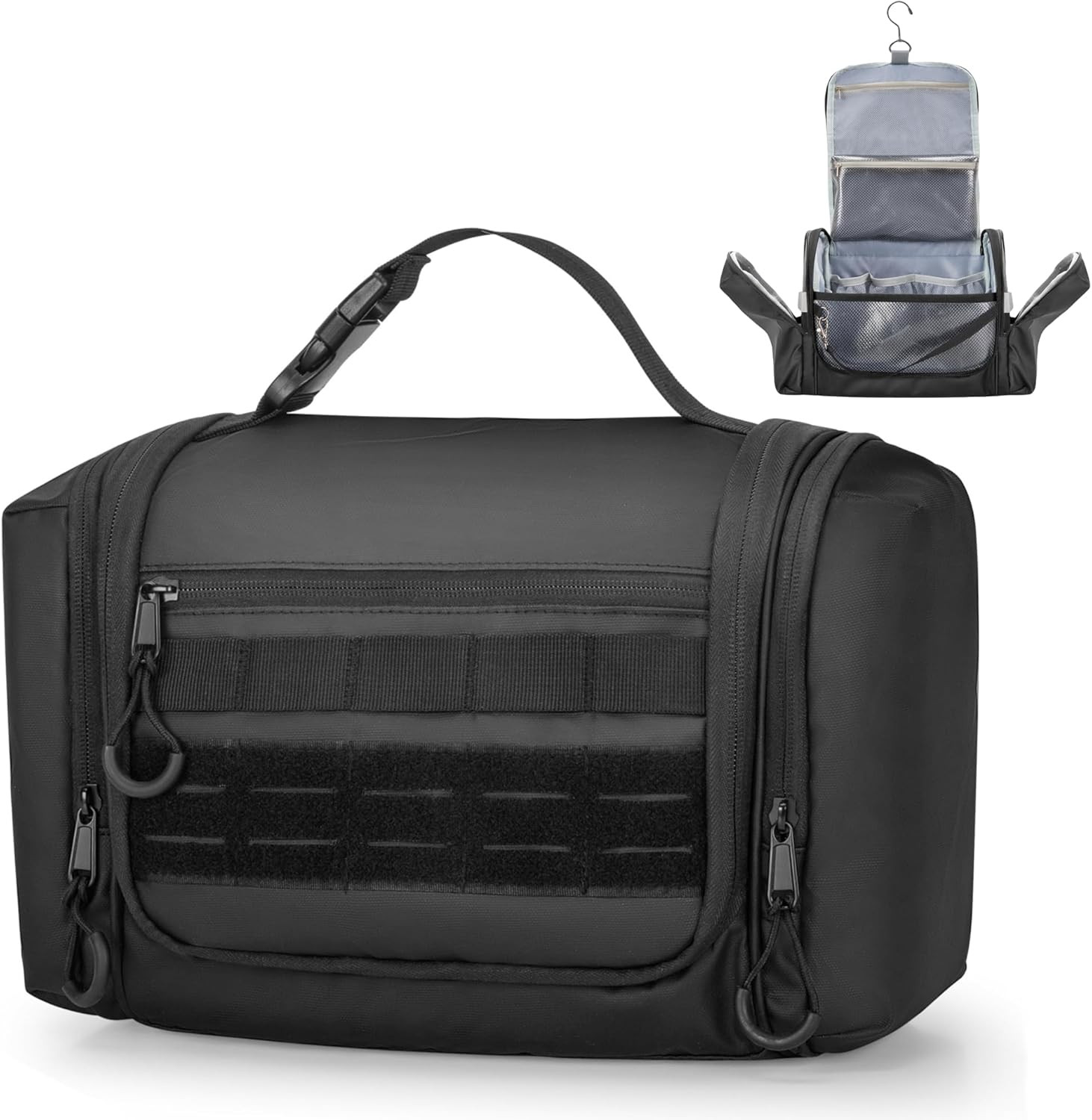 Hanging Toiletry Bag for Men, Tactical Dopp Kit Travel Bag, Black