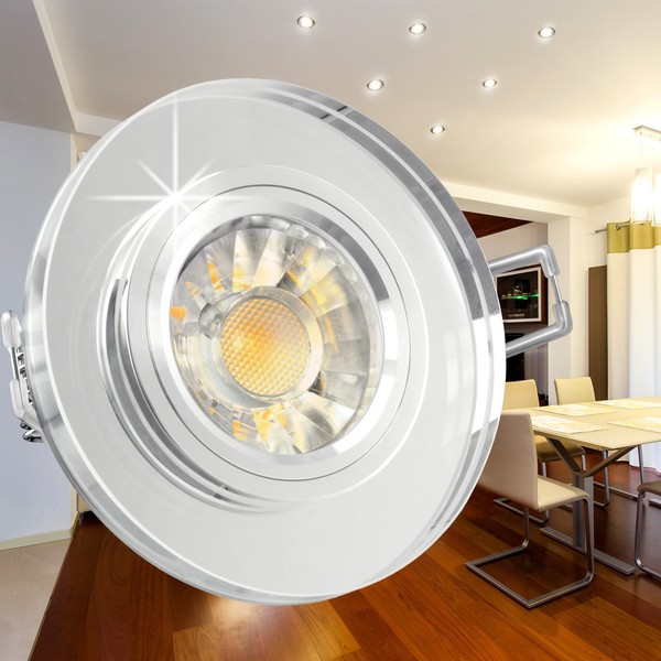 6X Alina Einbaustrahler Glas Rund Mit Led GU10 Lumiflex 6W Dimmbar Deckenspot-image
