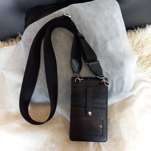 Mcm Crossbody Bag Monogram Leather Black Phone Shoulder Bag Japanese Modern - Picture 16 of 20