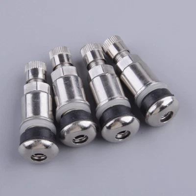 4pcs Stainless Steel Car Tubeless Wheel Tyre Tire Valve Stems with Dust Caps - Photo 1/4