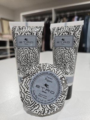 NEW Etro Milano ''Pegaso'' fragrance 1.41 oz guest soap & 1.35 oz Body Lotions