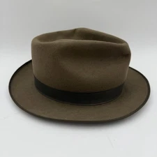 Beaver Hats Fur Felt Fedora Hat Brown Mens Size 7 1/4 Handmade Vintage 1940s