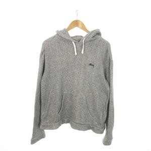 Stussy Hoodie Pullover Sweatshirt Fleece Logo Embroidery M Heather Gray thumbnail 7
