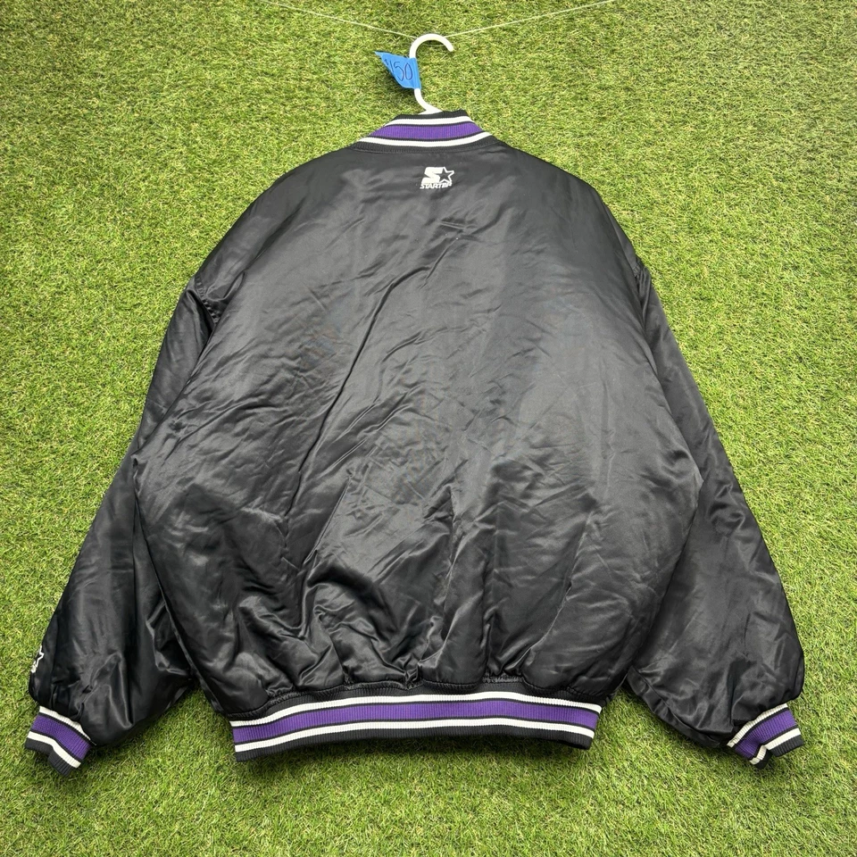 Chaqueta de iniciación vintage de Los Angeles Lakers para hombre 2XL XXL negra satinada a presión universitaria Foto 2 de 4