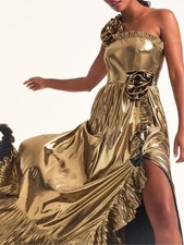 LoveShackFancy Gold Lamé Fazal Gown Dress US 8 AU 10