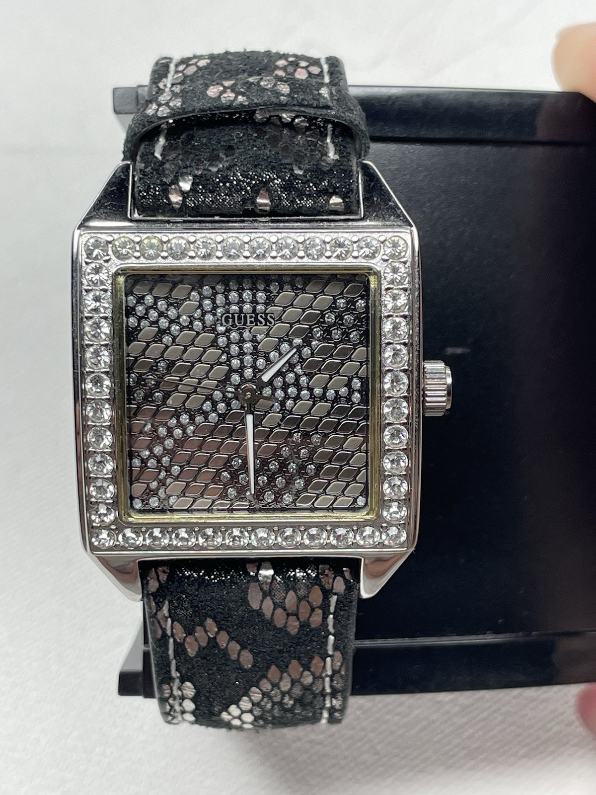 GUESS Watch Python Snake Animal Print Leather Cry… - image 12