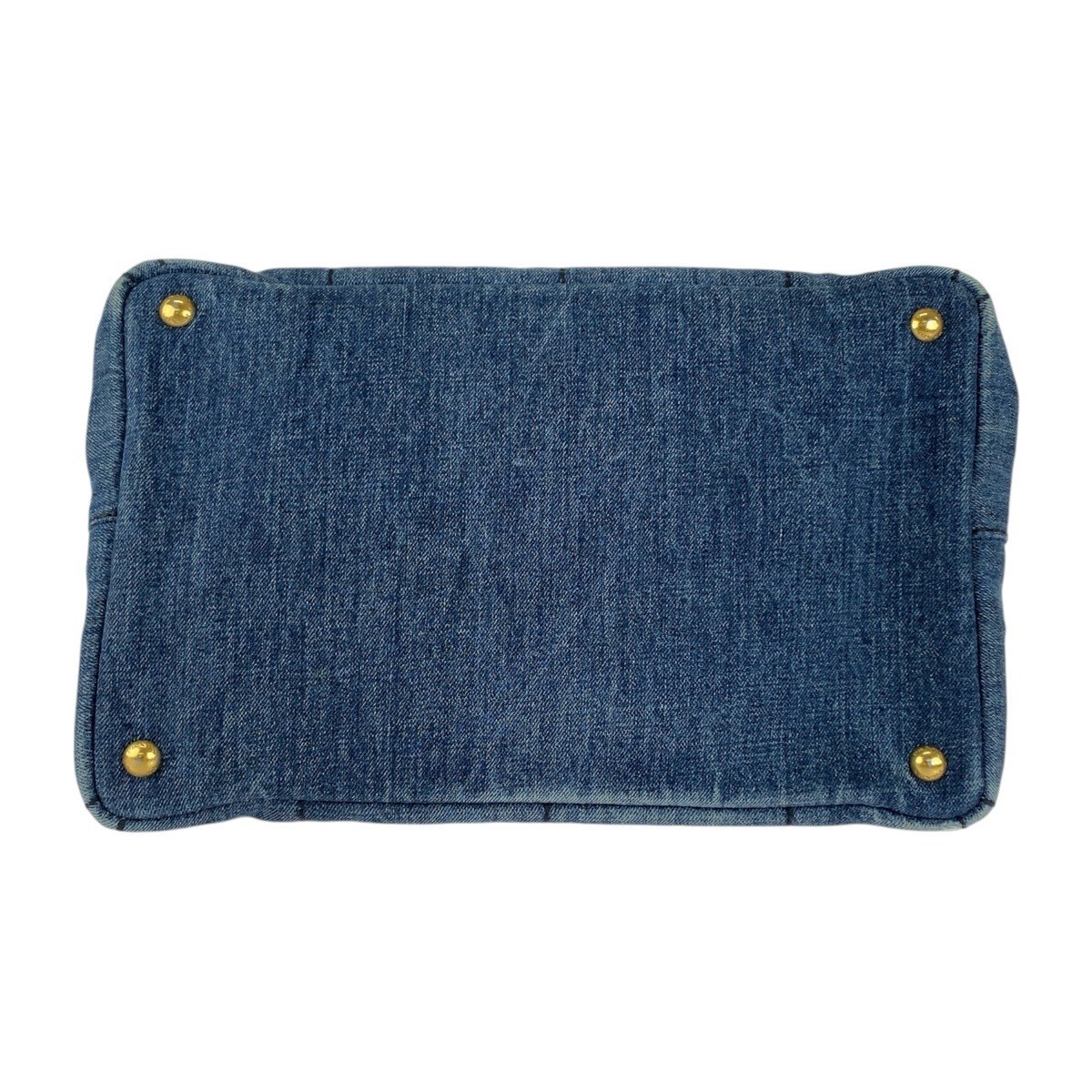 PRADA CANAPA Triangle Logo Plate Blue Gold Hardware Canvas Tote Bag Handbag Ladi thumbnail 10