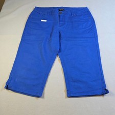 Lane Bryant Blue Capri Pants Womens 18 Stretch Twill Cropped Trousers 5-Pocket