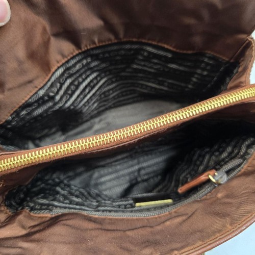 PRADA Double Chain Leather Shoulder Bag Embossed Authentic - Picture 14 of 17