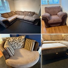 Large Corner Sofa Set With Footstool, Snug Chair And Electric Recliner