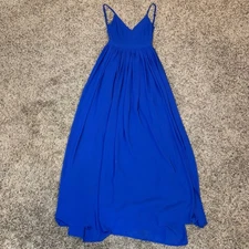 Miss Avenue Blue Maxi Dress Small Sleeveless V Neck Flowy Summer Cocktail