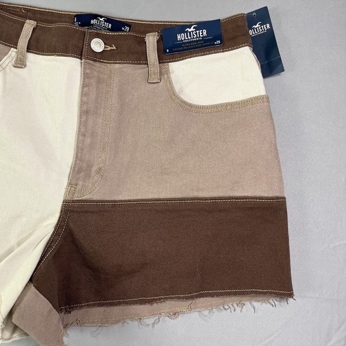 Hollister Shorts Womens 9/29 Brown Ultra High Rise Patchwork Mom Cut Off Denim - Picture 2 of 14