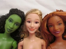 Lot 3 Nude Singing Dolls Wicked Glinda Elphaba Disney Little Mermaid Ariel Joint