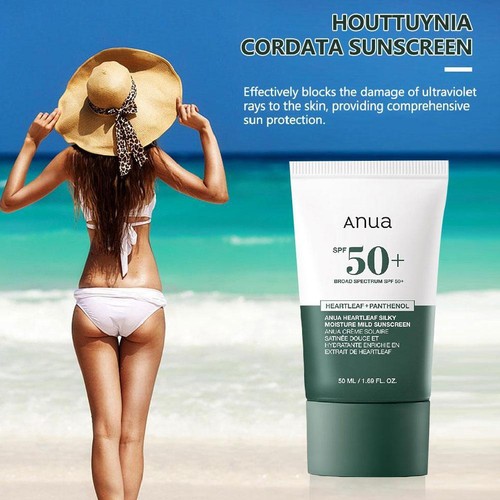 Anua Heartleaf Silky Moisture Sunscreen Sun Cream SPF 50+ PA++++ 50ml - Picture 6 of 12