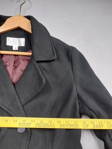 Xhilaration Jacket Womens Size Medium Black Double Breasted Lined Coat - Picture 5 of 6