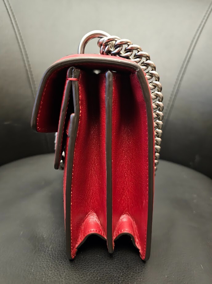 GUCCI Dionysus GG Supreme Chain Shoulder Bag Tweed Leather Black x Red 400249 image 9