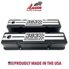 383 Stroker Small Block Chevy Tall Valve Covers - Raised Billet Top - Black 383 Stroker Small Block Chevy Tall Valve Covers - Raised Billet Top - Black