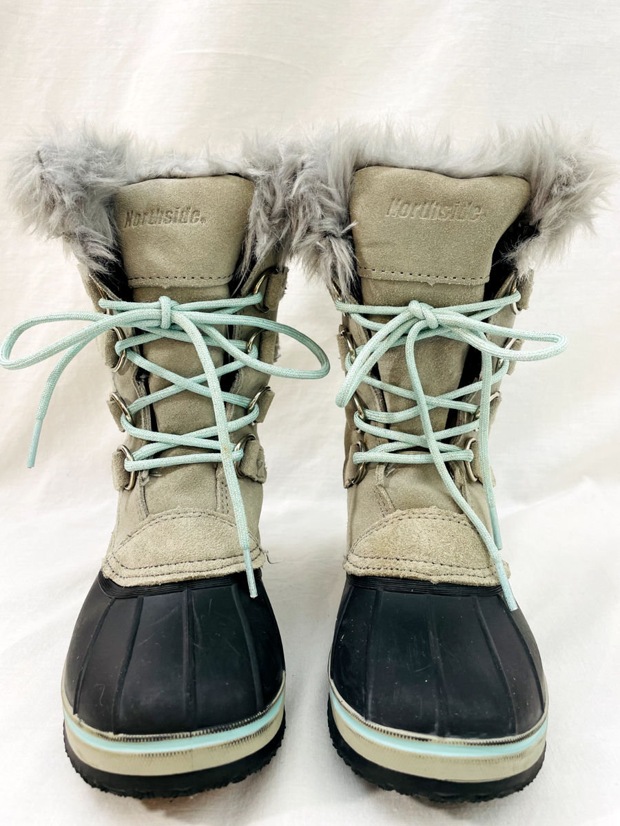 NORTHSIDE Girls 3M Thinsulate Waterproof Gray/Blue Lace Up 