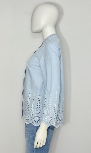Boden Womens Shirt UK 10 US 6 Cotton White Blue Striped Embroidered Top - Picture 5 of 15