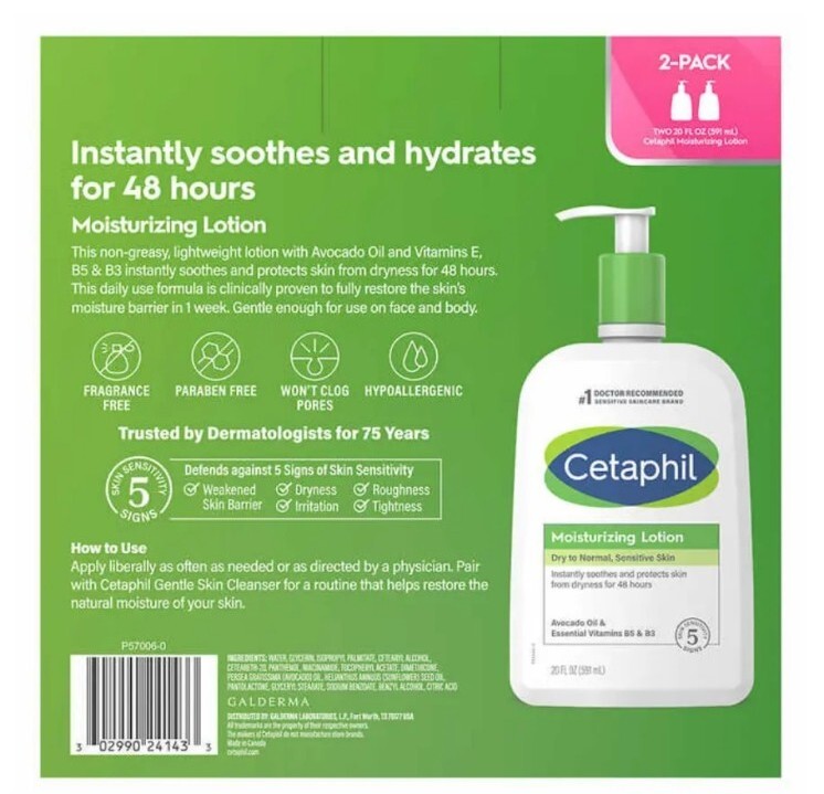 Cetaphil 2pk Moisturizing Lotion with Avocado oil and Vitamins B5 & B3