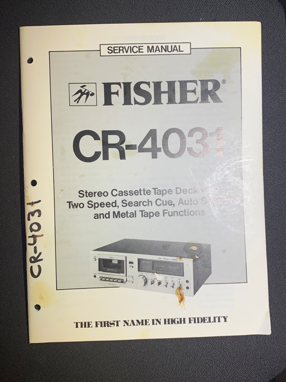 Fisher CR-4031 Stereo Cassette Deck Service Manual with Two-Speed Operation