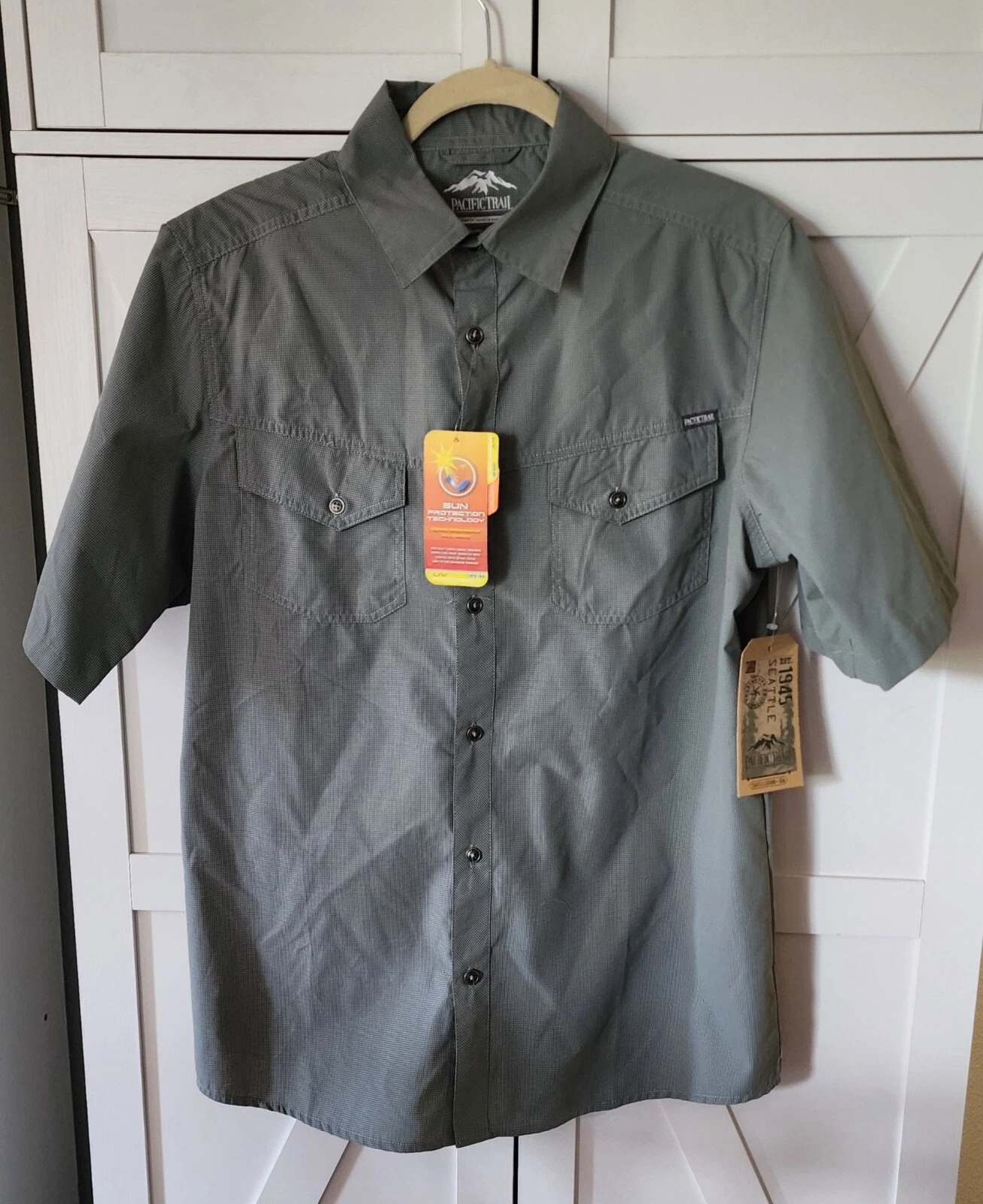 Pacific Trail Mens Shirt Medium Green UPF 30 Moisture Wicking Outdoor Hiking NWT