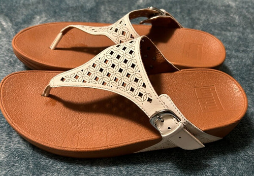 Fliptop White Leather Sandals Size 7