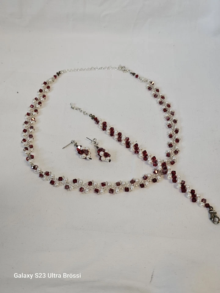 Perles Noel Set Perlen-Kette-Ohrstecker-Armband Brasselet Kristall aus dem... - Bild 3 von 4