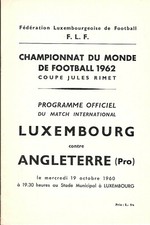 LUXEMBOURG 1960 v England WC Qualifying match programme 19/10/1960
