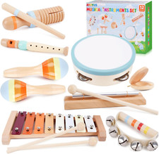 Wooden Musical Instruments for Toddlers 1-3 - Montessori Educational Toys for...