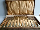Vintage 12 Pieces Cutlery Set for Fish Forks&Knives, Silverplated, England, Box