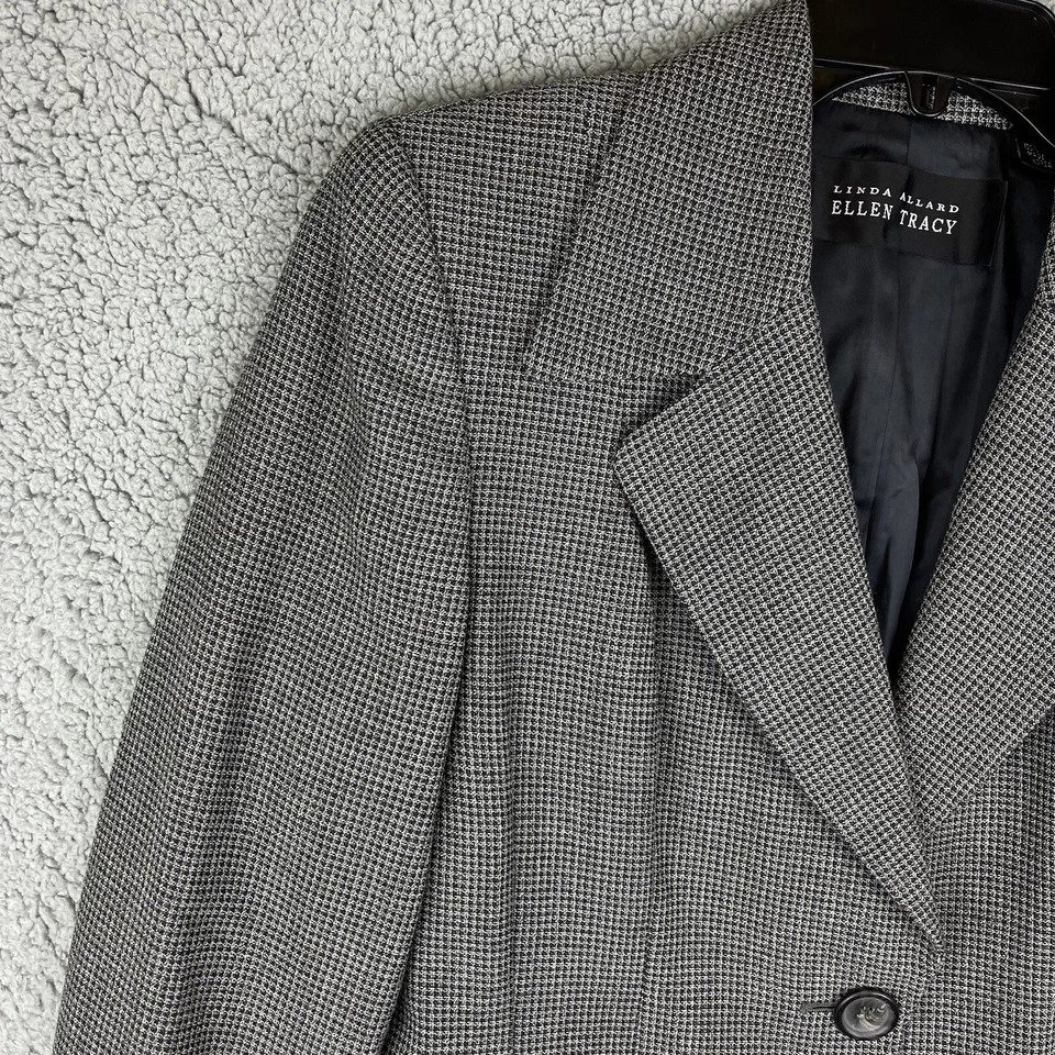 Blazer Feminino Linda Allard Ellen Tracy Tamanho 4 Cinza Ombreiras Profissional - Imagem 3 de 4