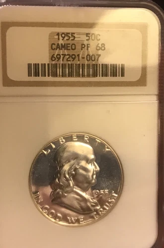1955 proof  Franklin half dollar NGC PR68. cameo
