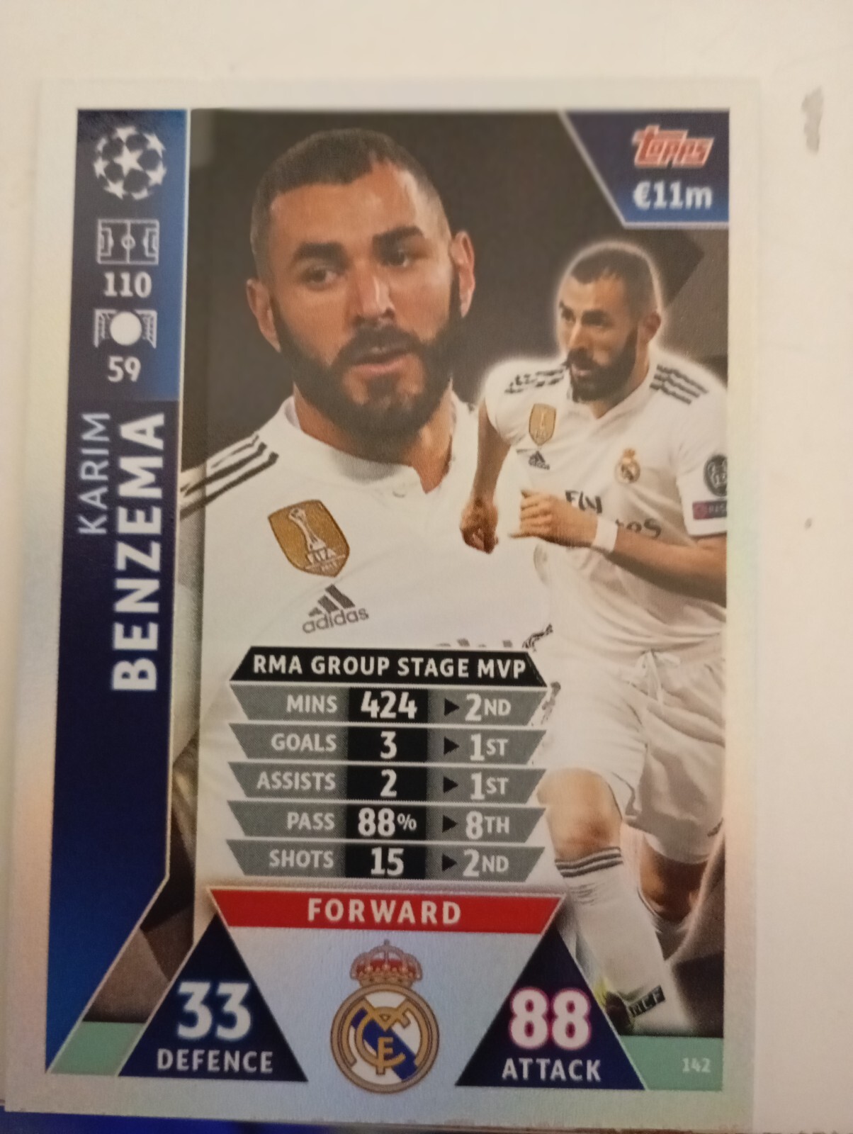 TOPPS MATCH ATTAX 2018/19 KARIM BENZEMA