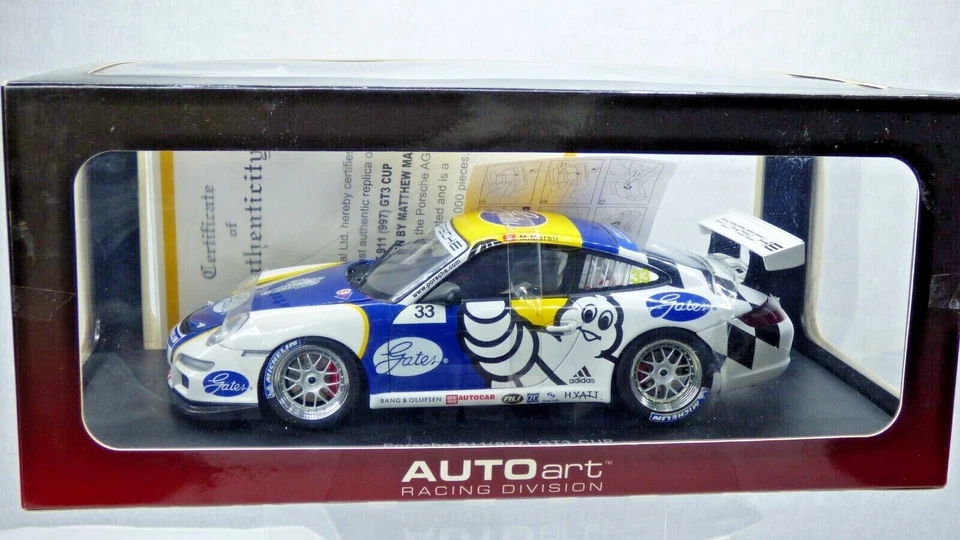AutoArt Porsche 997 GT3 Cup 2006 Matthew Marsh Champion carro de brinquedo de corrida - Imagem 2 de 4