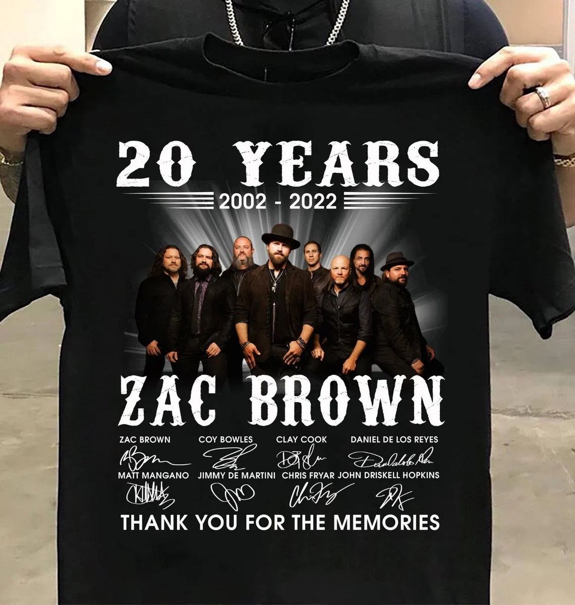 zac brown band 20 years 2002-2022 T-shirt Unisex Black All Size S to 4XL