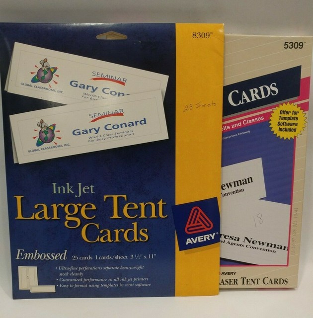 Avery® Large Tent Cards Embossed 31/2" x 11" Packs of 41 Cards Ink Jet