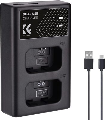 K&F CONCEPT Sony NP-FW50 Dual Slot Fast Camera Battery Charger USB Cable Charger