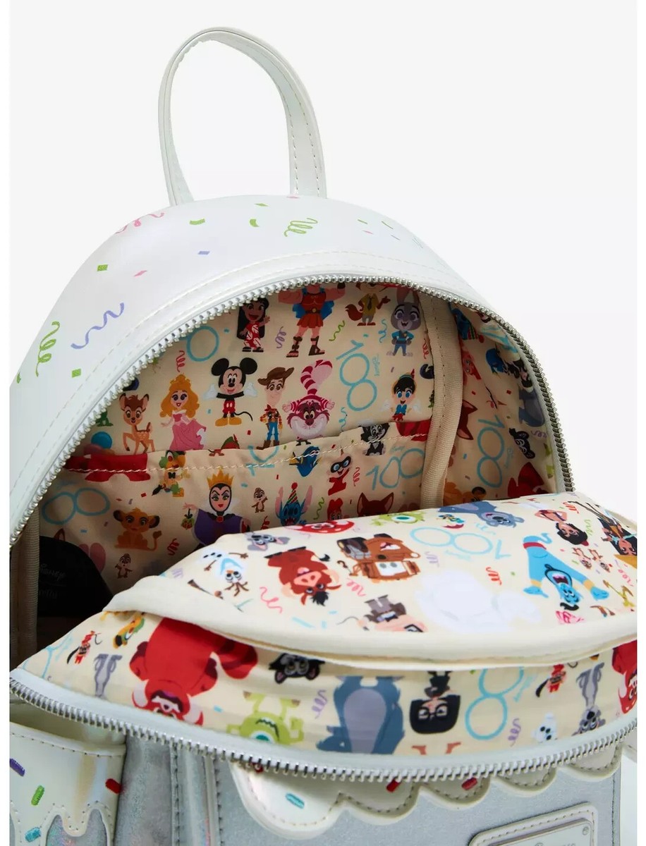 【Lounge Fly】Disney100 Anniversary Cake Mini Backpack Loungefly Disney100 Celebration Cake Mini Backpack, White